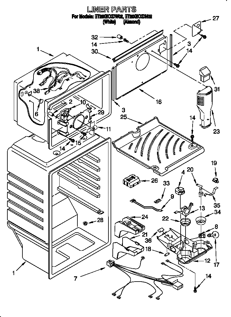 Whirlpool ET20GKXDN02 liner diagram