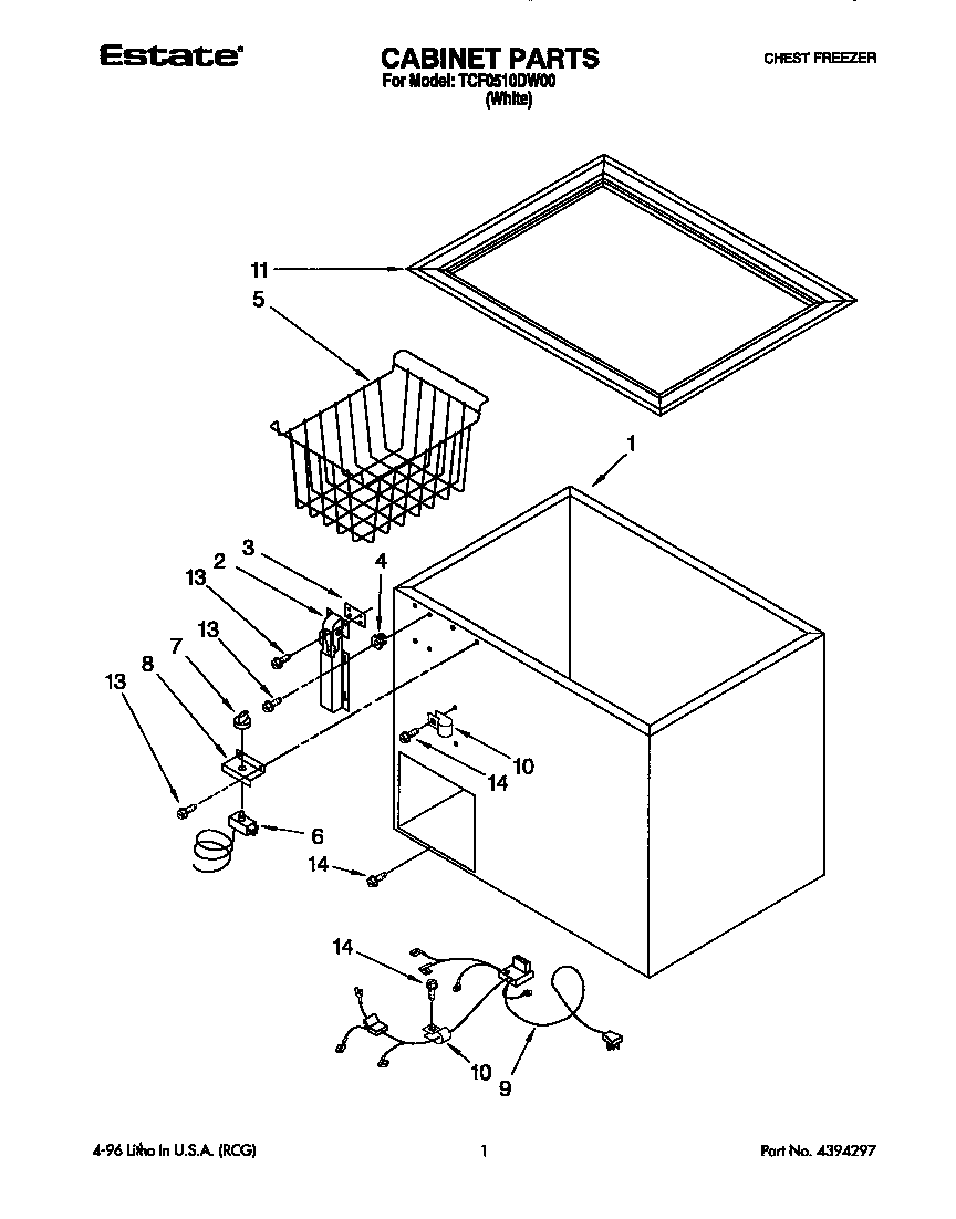 Whirlpool TCF0510DW00 cabinet diagram