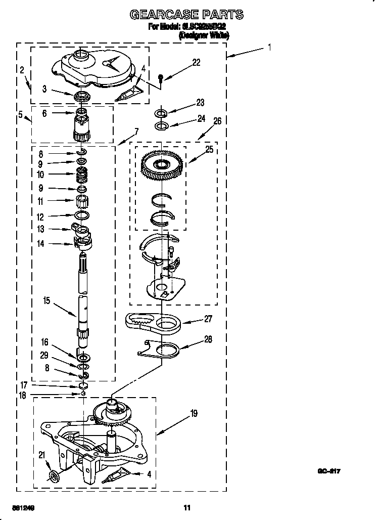 Whirlpool 6LSC9255BQ2 gearcase diagram