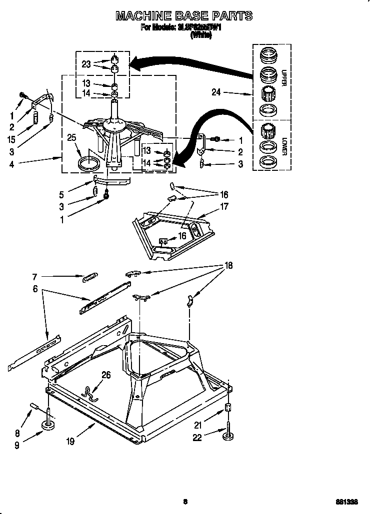Whirlpool 3LSP8255BW1 machine base diagram