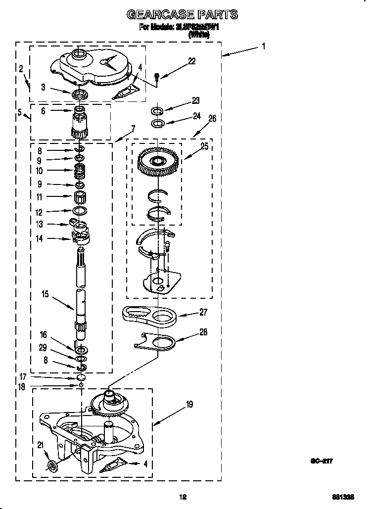 Whirlpool 3LSP8255BW1 gearcase diagram