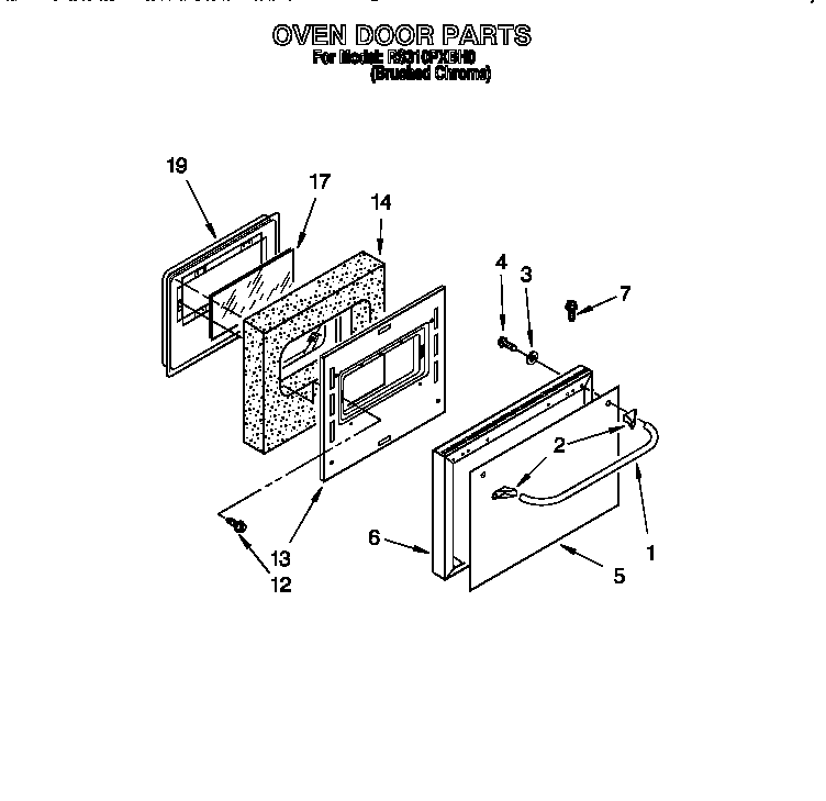 Whirlpool RS310PXBH0 oven door diagram