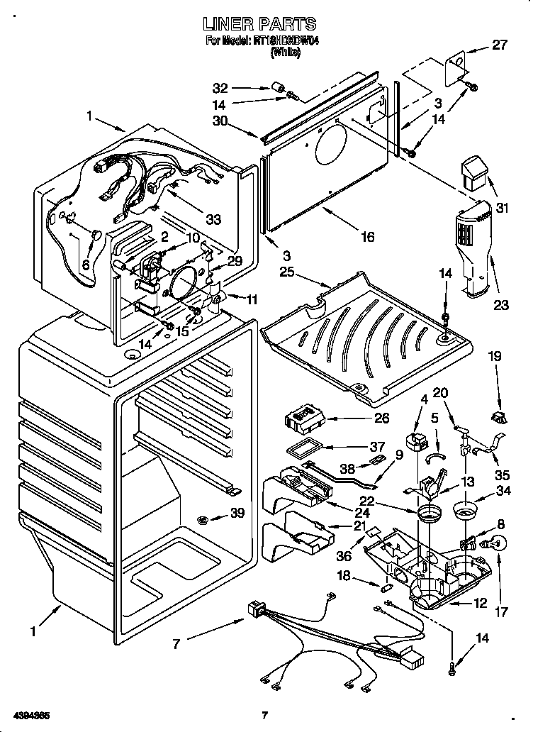 Roper RT18HDXDW04 liner diagram