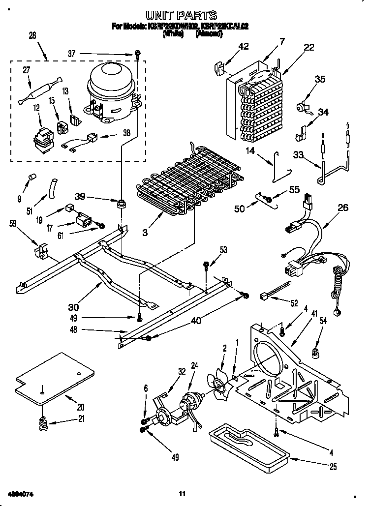 KitchenAid KSRP22KDWH02 unit diagram