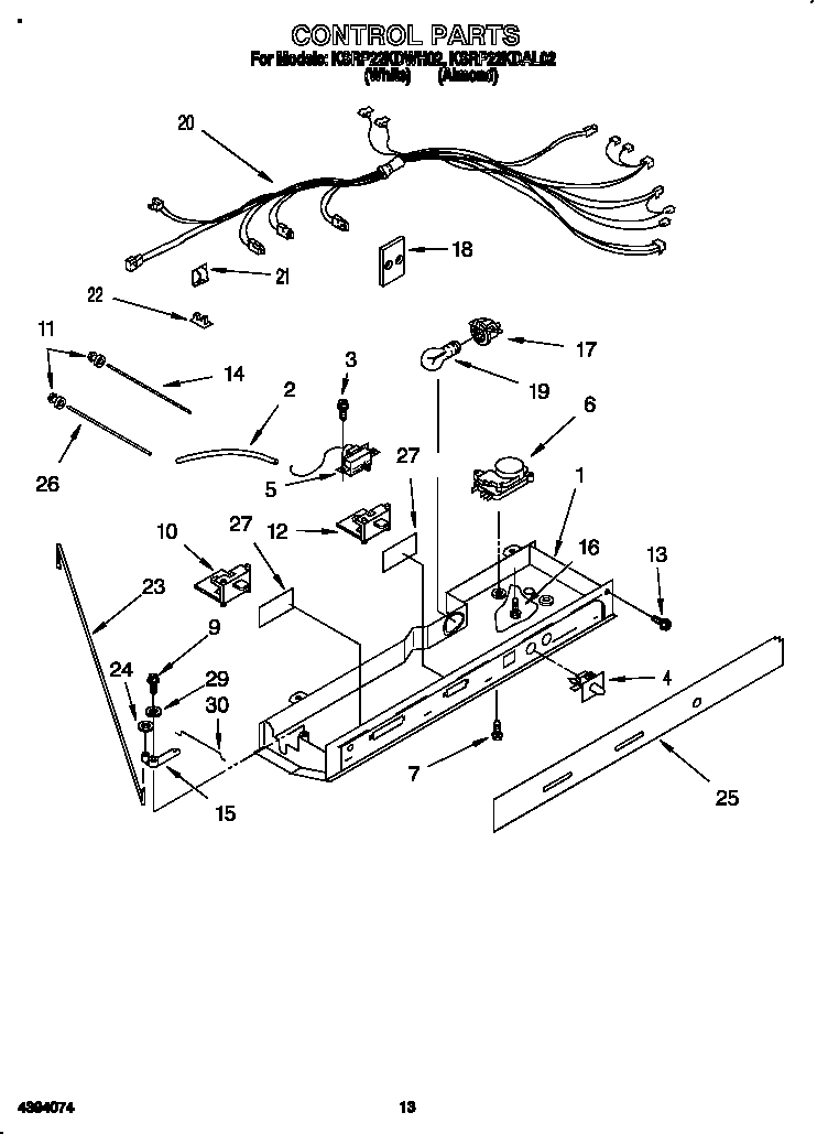 KitchenAid KSRP22KDWH02 control diagram