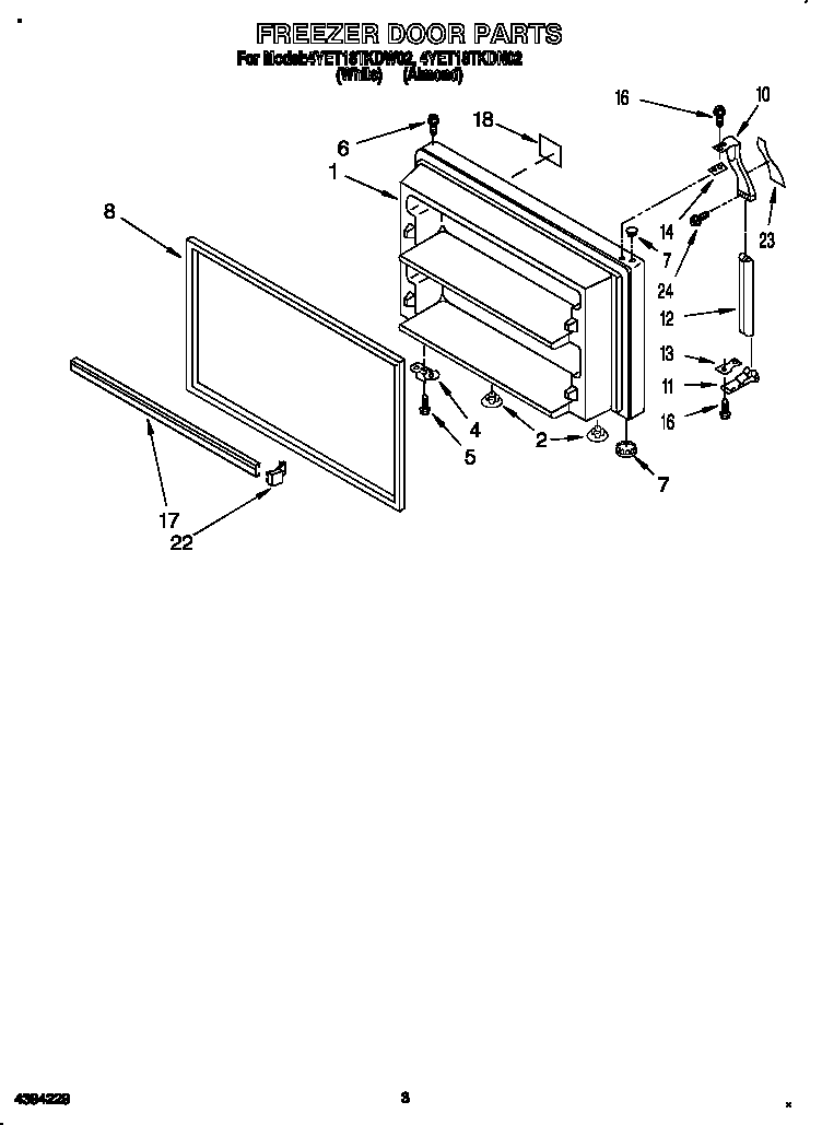 Whirlpool 4YET18TKDW02 freezer door diagram