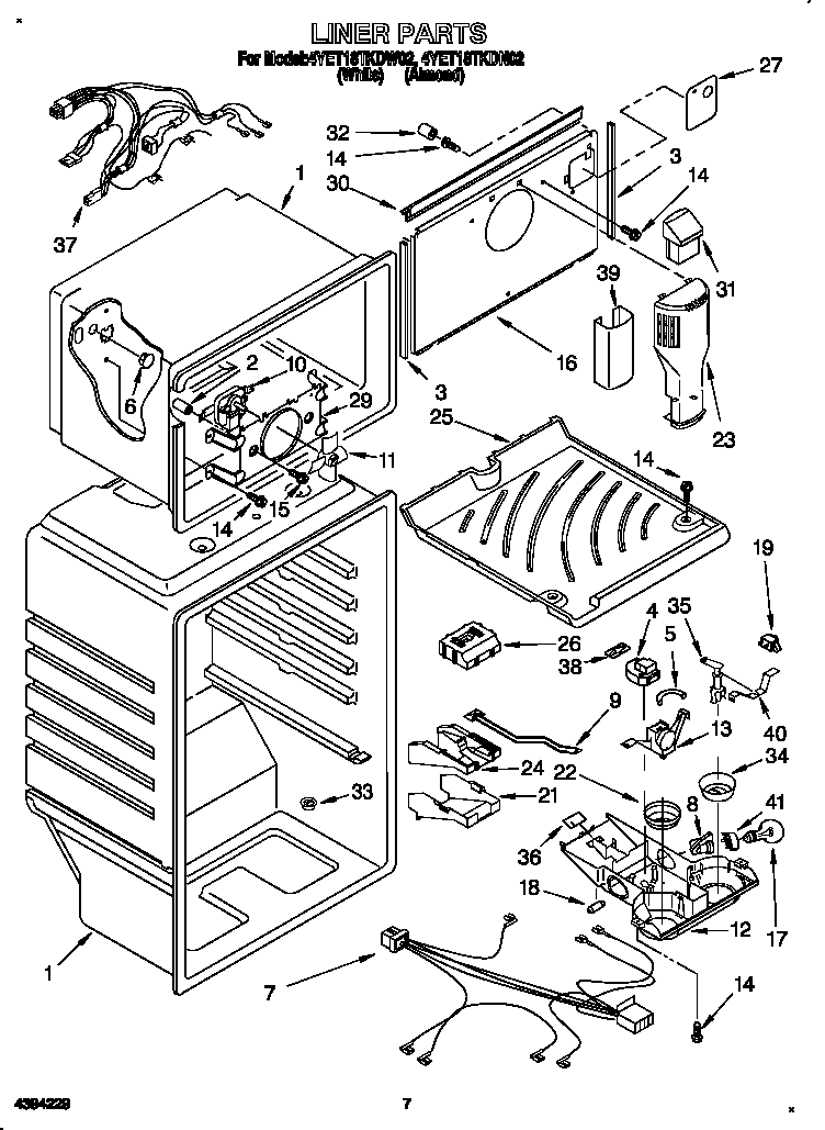Whirlpool 4YET18TKDW02 liner diagram