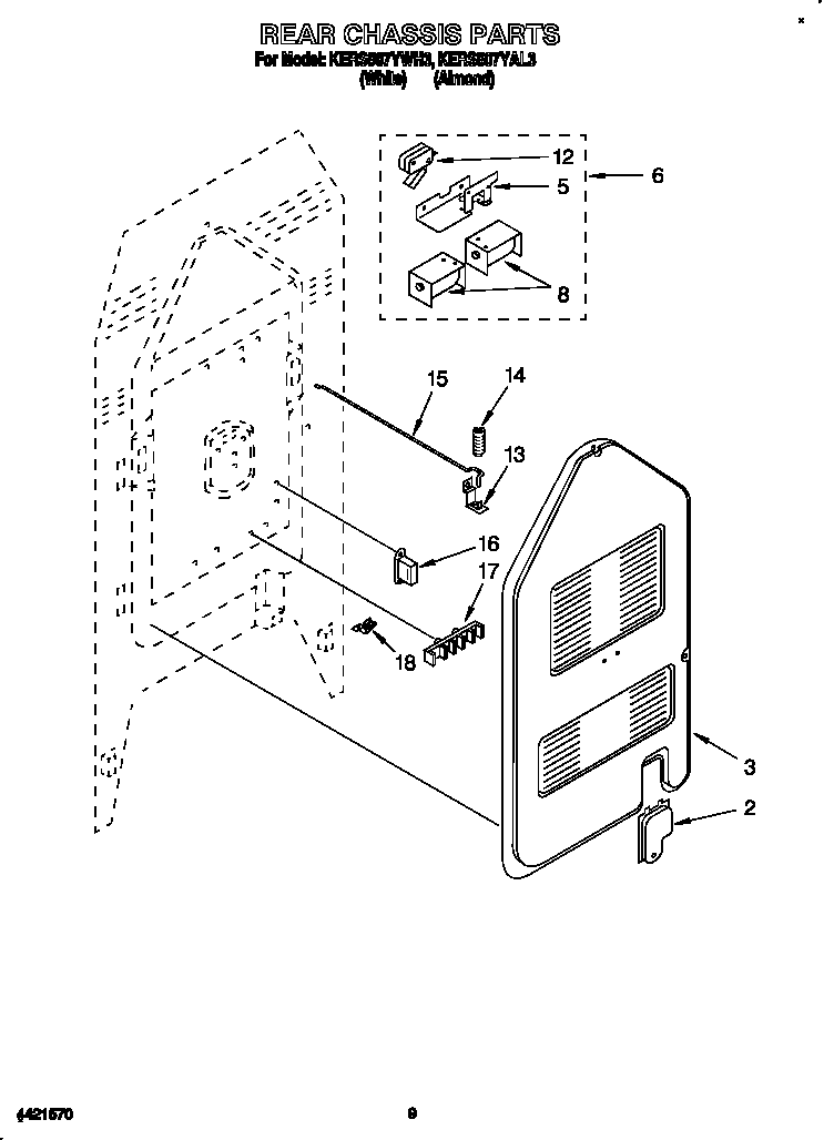 KitchenAid KERS507YWH3 rear chassis diagram