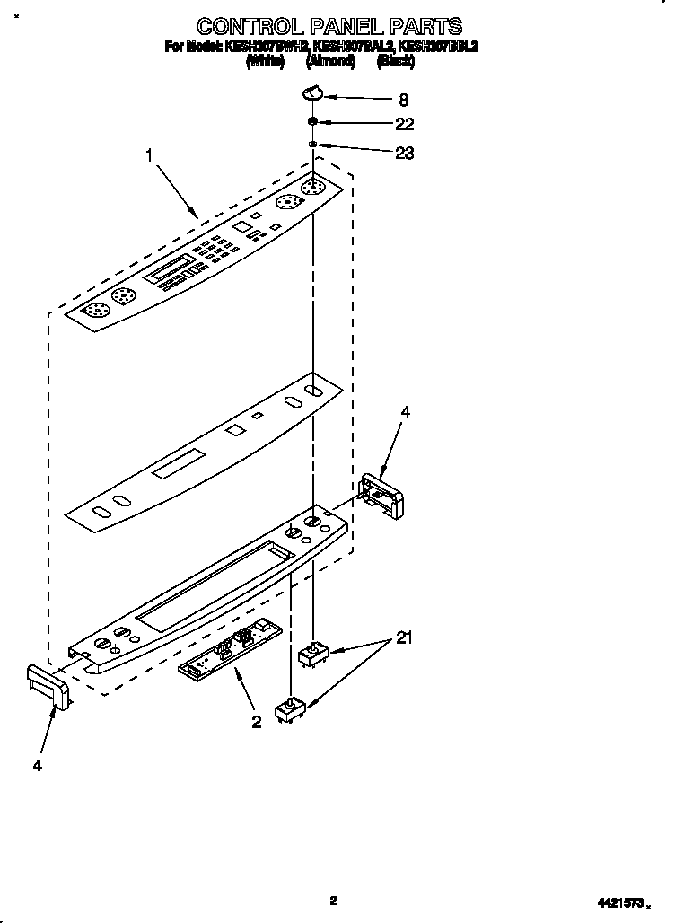 KitchenAid KESH307BBL2 control panel diagram