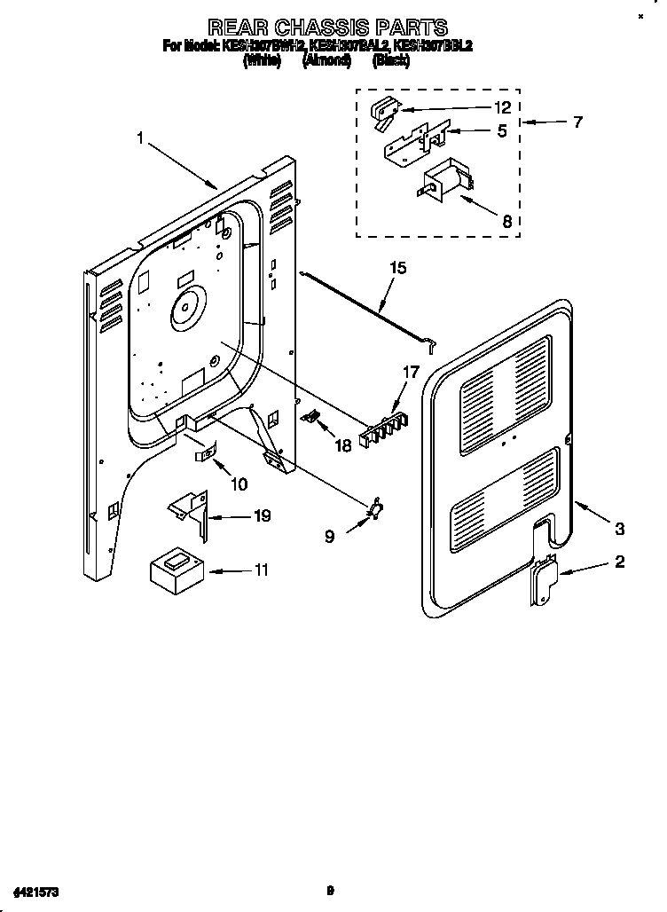 KitchenAid KESH307BBL2 rear chassis diagram
