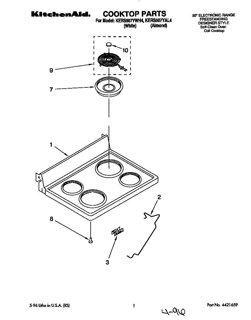 KitchenAid KERS507YAL4 cooktop diagram