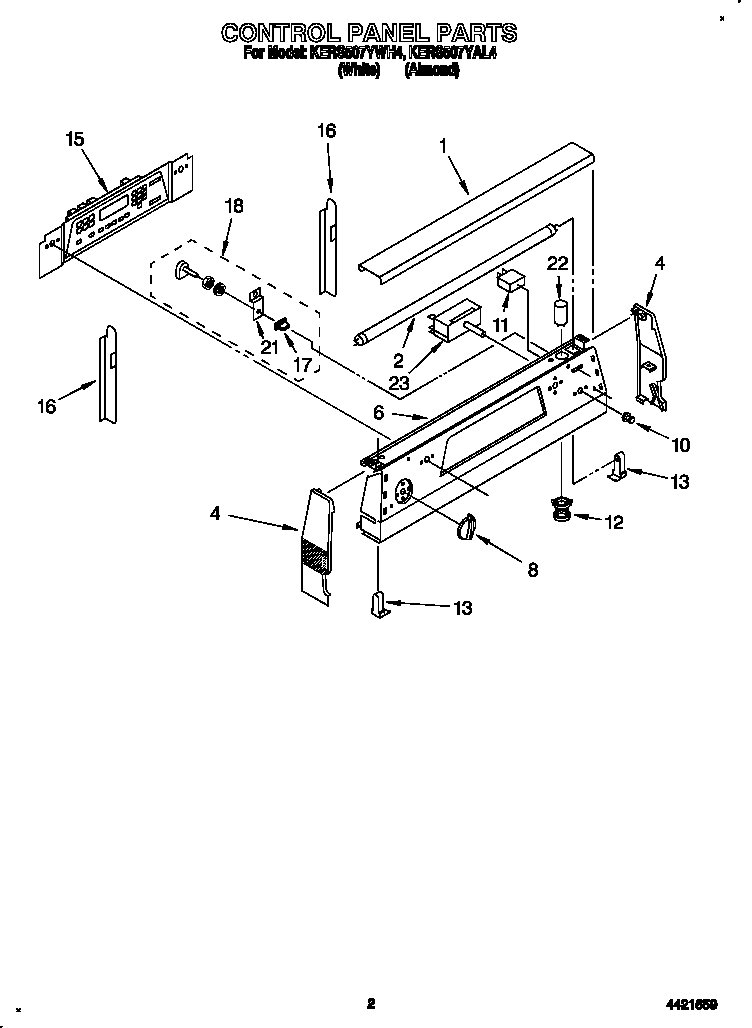 KitchenAid KERS507YAL4 control panel diagram