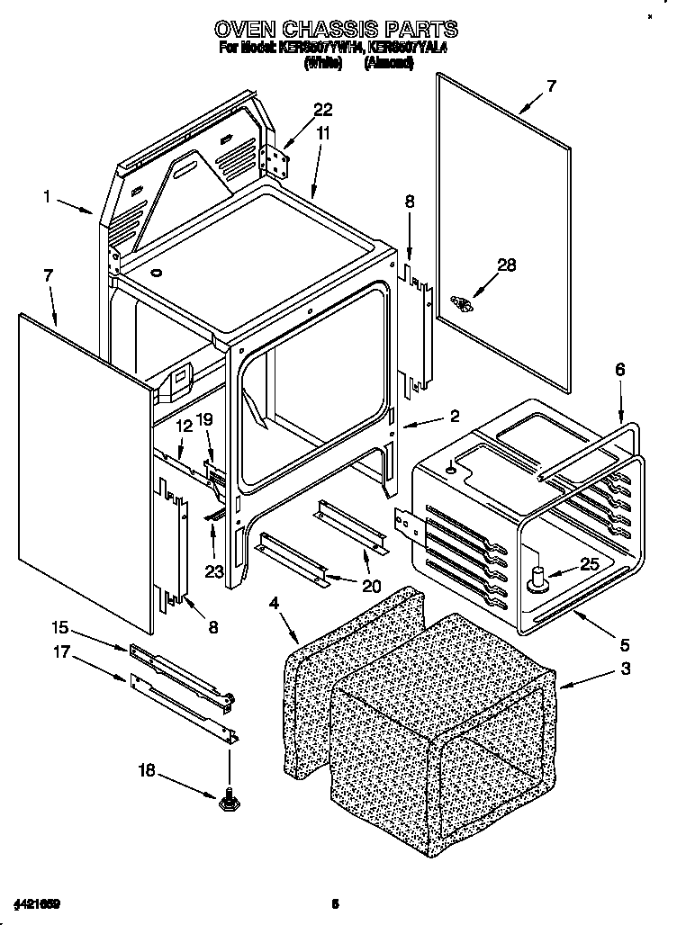 KitchenAid KERS507YAL4 oven chassis diagram
