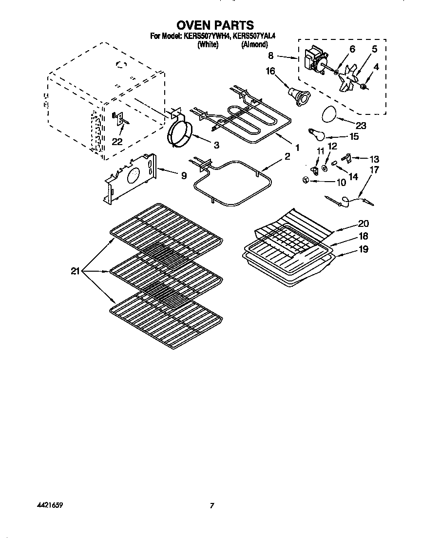 KitchenAid KERS507YAL4 oven diagram