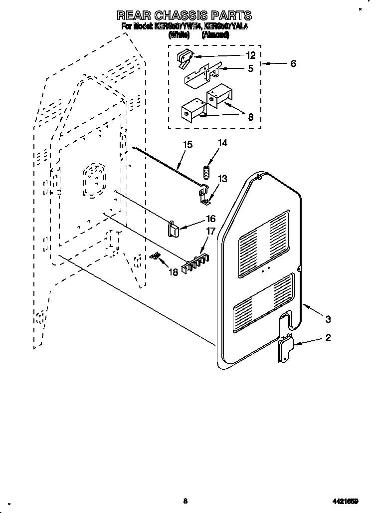 KitchenAid KERS507YAL4 rear chassis diagram