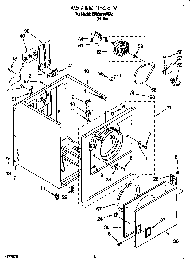 Roper REX3615EW0 cabinet diagram