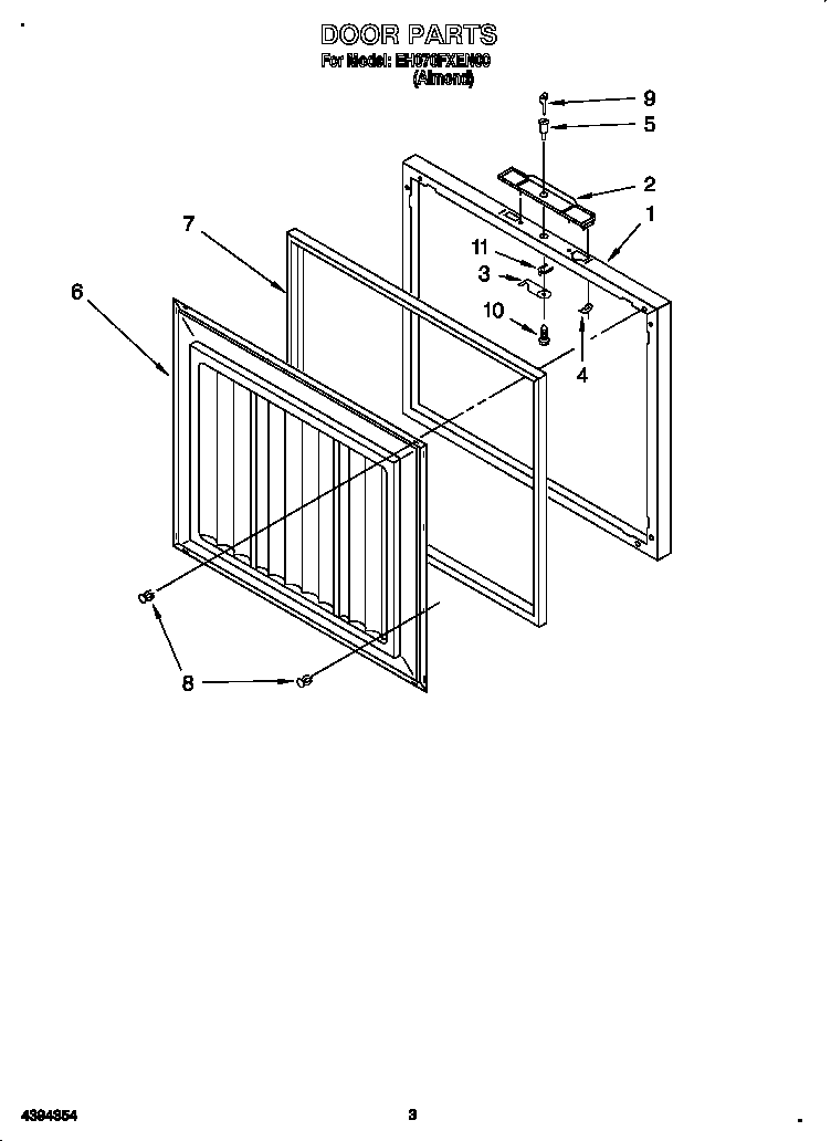 Whirlpool EH070FXEN00 door diagram