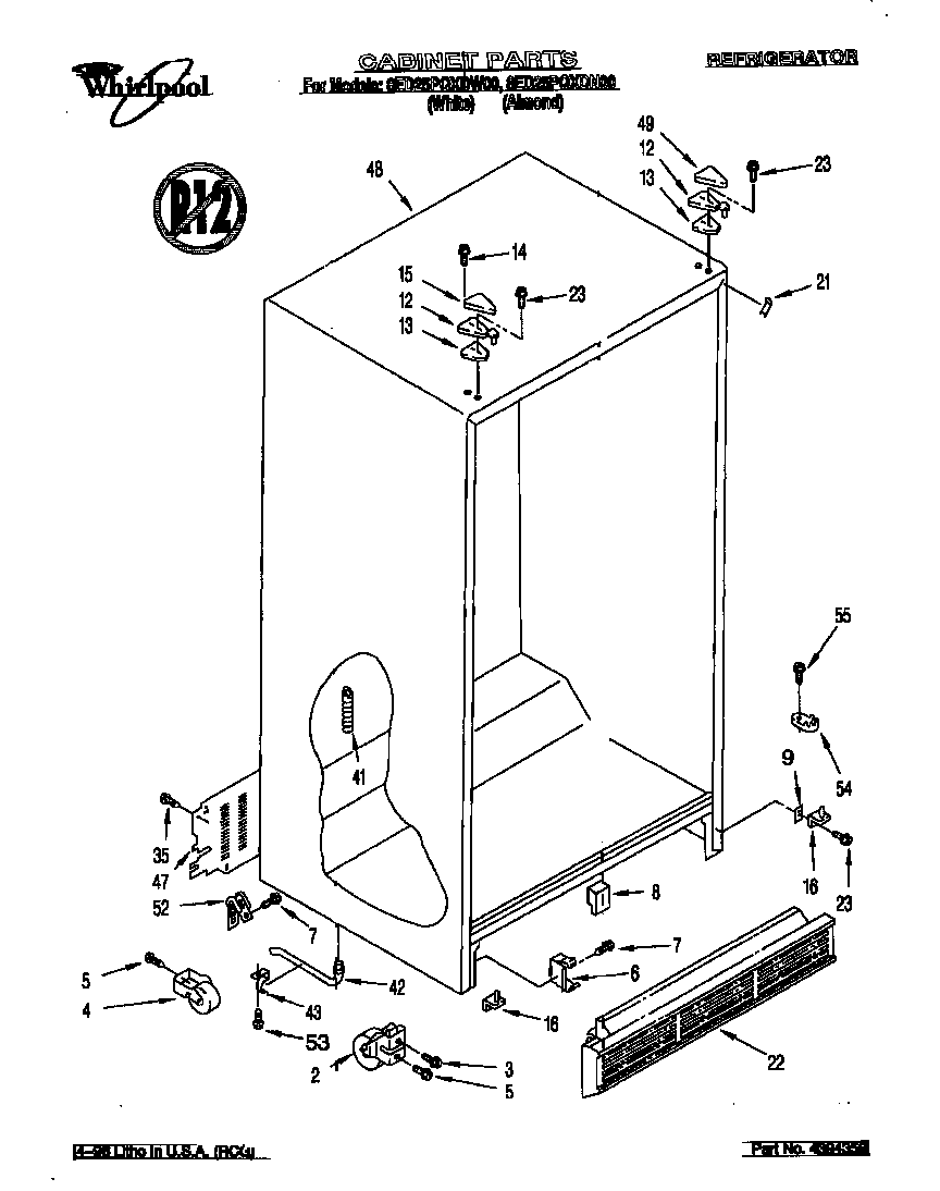 Whirlpool 8ED25PQXDN00 cabinet diagram