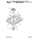 Whirlpool SC8640EEB0 cooktop, burner and grate diagram