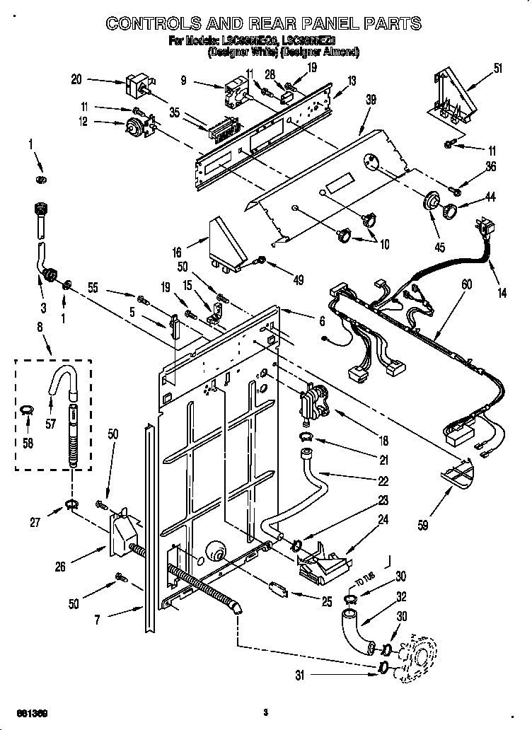 Whirlpool LSC9355EZ0 controls and rear panel diagram