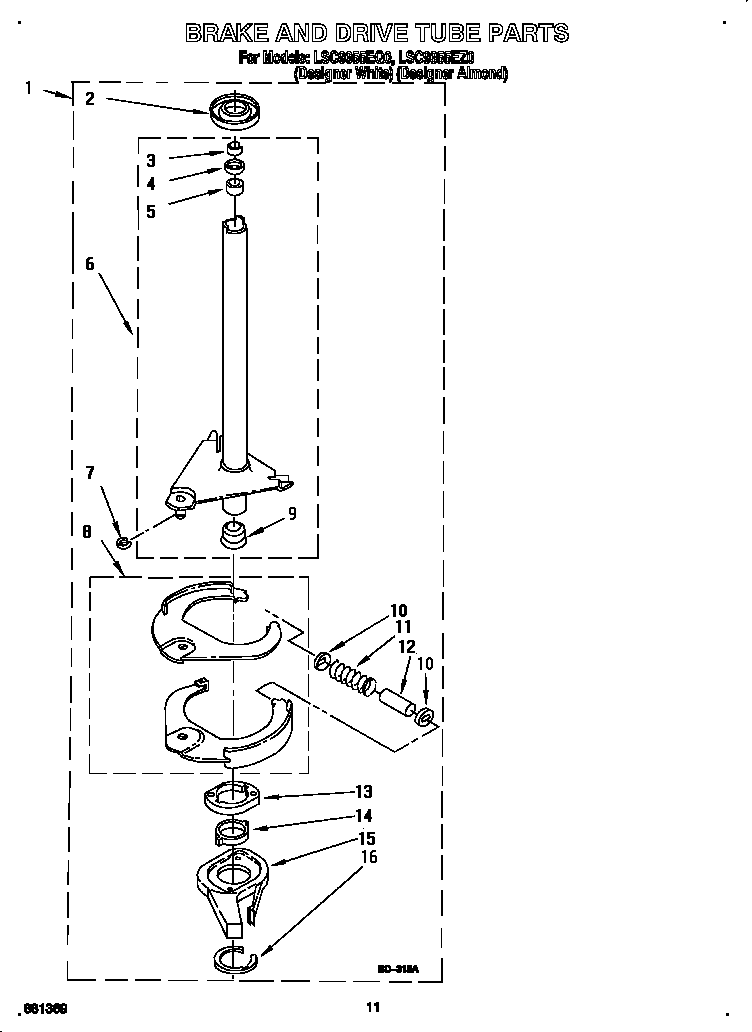 Whirlpool LSC9355EZ0 brake and drive tube diagram