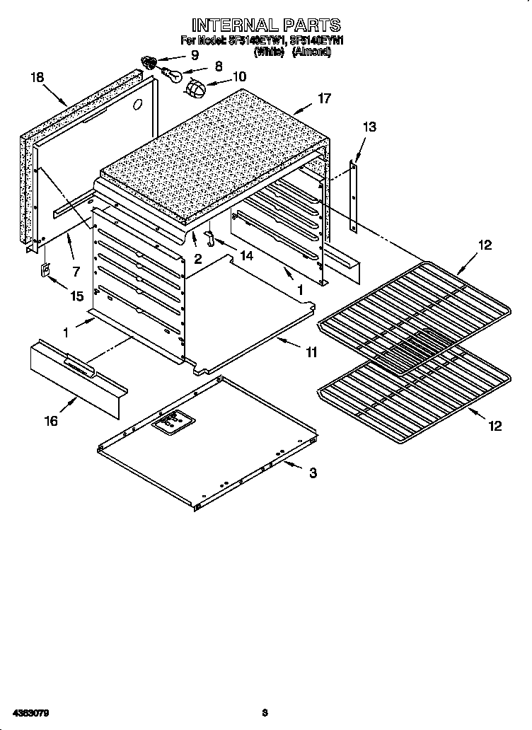 Whirlpool SF5140EYN1 internal diagram