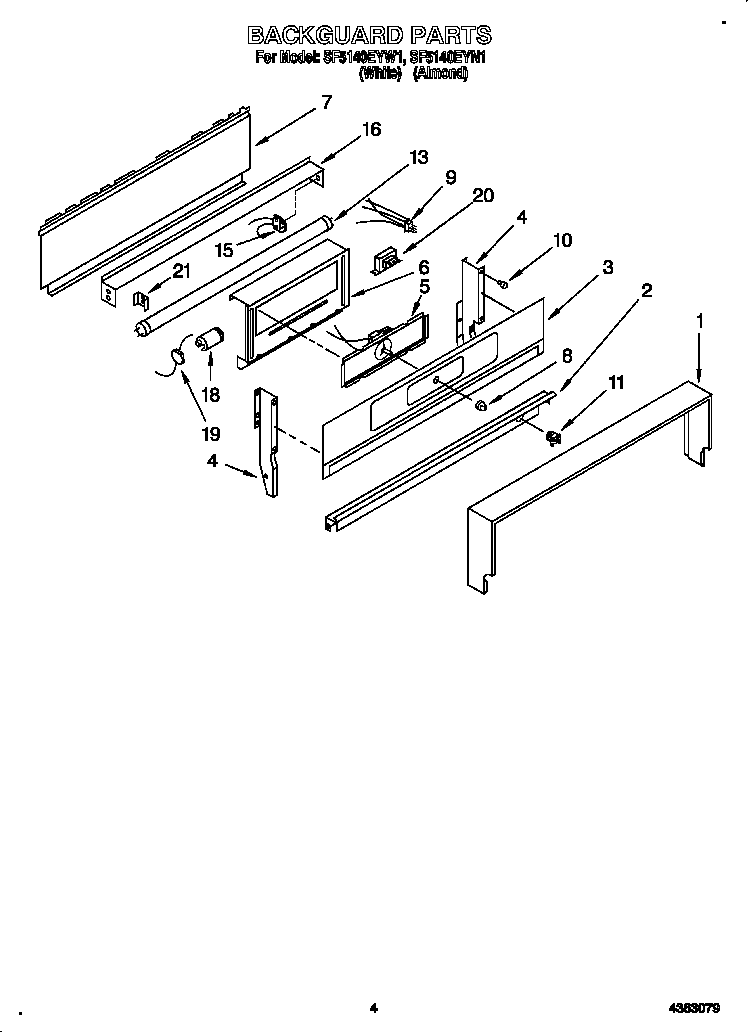 Whirlpool SF5140EYN1 backguard diagram