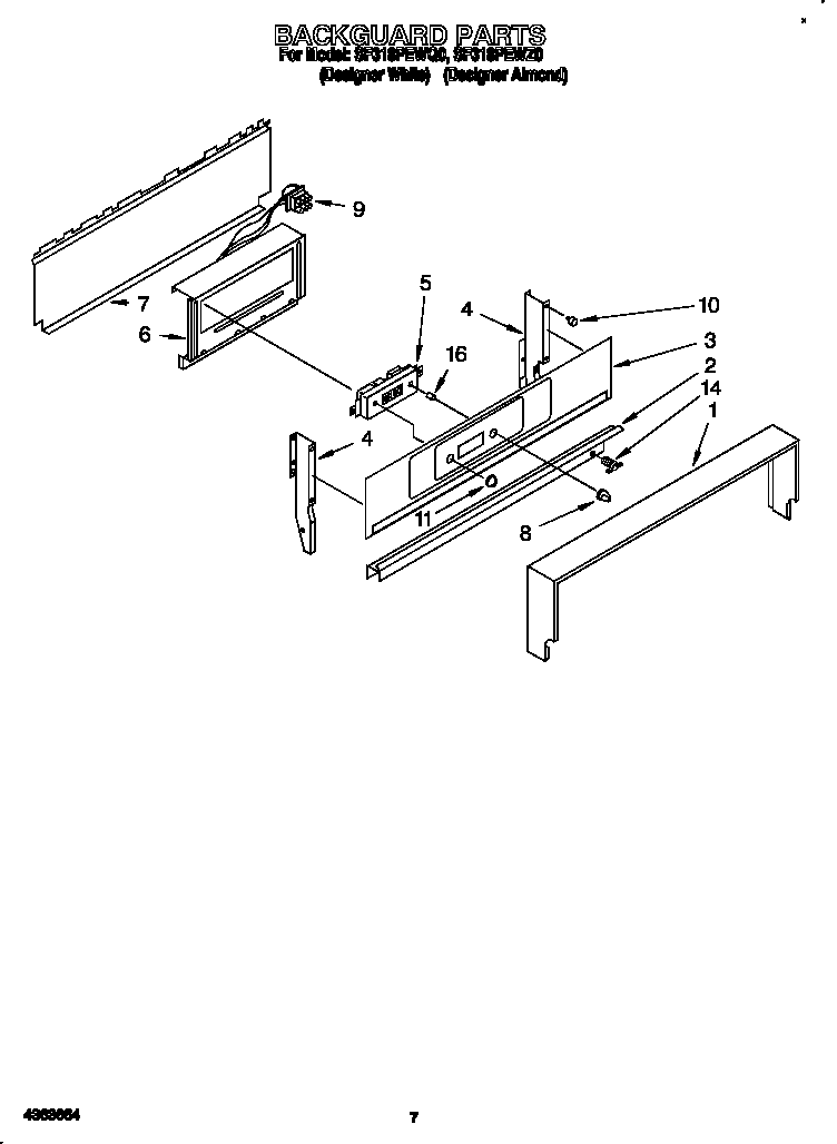 Whirlpool SF318PEWQ0 backguard diagram
