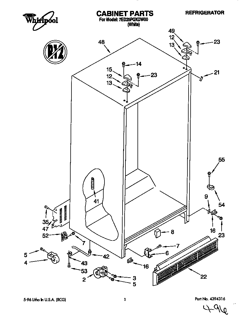 Whirlpool 7ED25PQXDW00 cabinet diagram