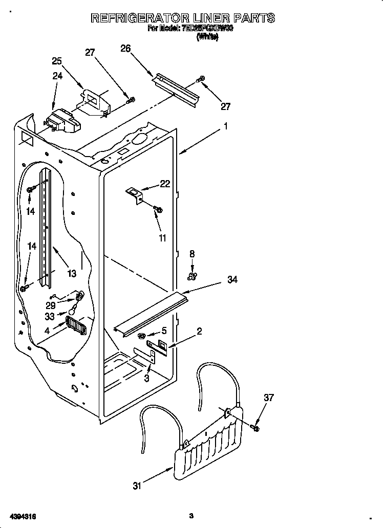 Whirlpool 7ED25PQXDW00 refrigerator liner diagram