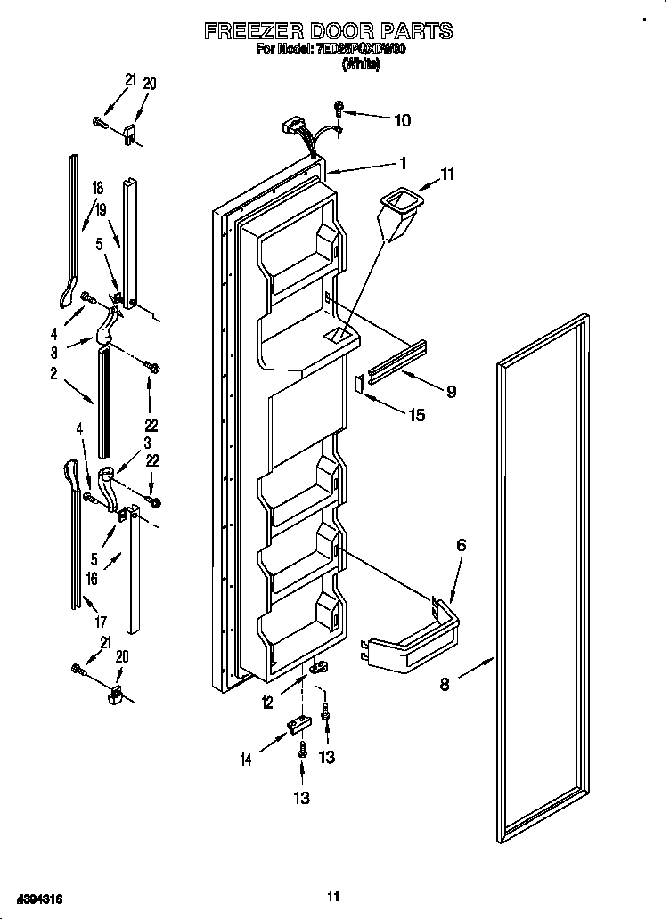 Whirlpool 7ED25PQXDW00 freezer door diagram