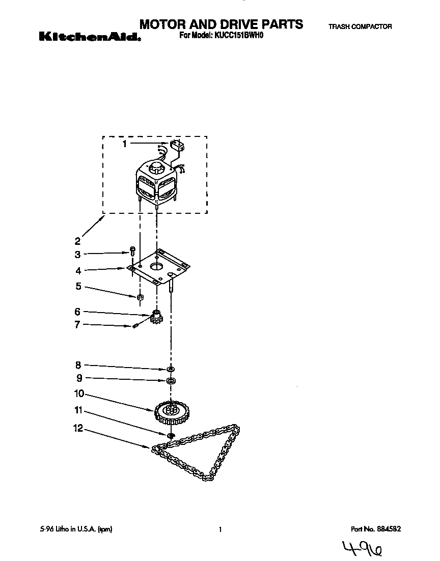 KitchenAid KUCC151BWH0 motor and drive diagram