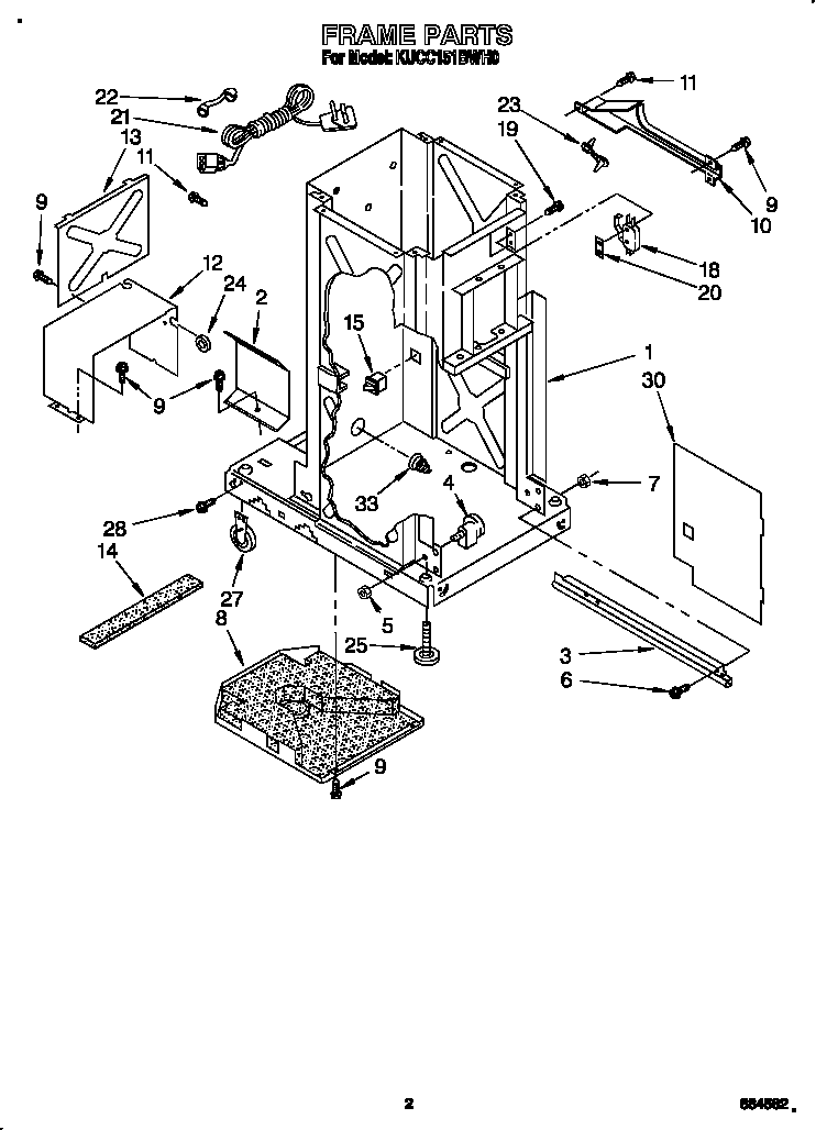 KitchenAid KUCC151BWH0 frame diagram