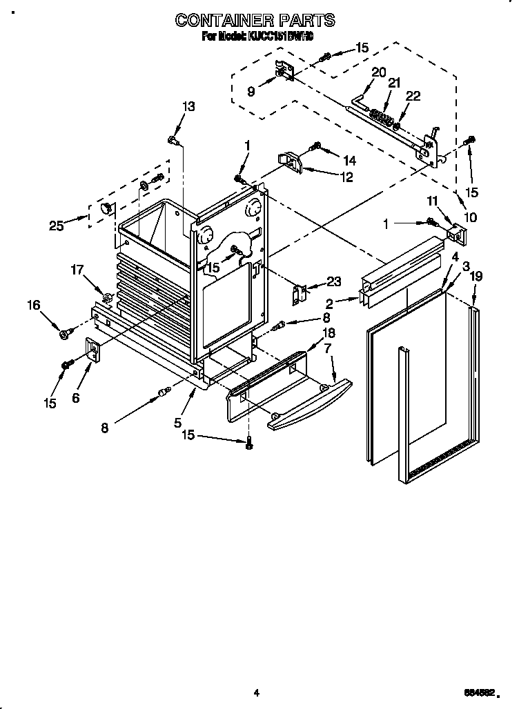 KitchenAid KUCC151BWH0 container diagram