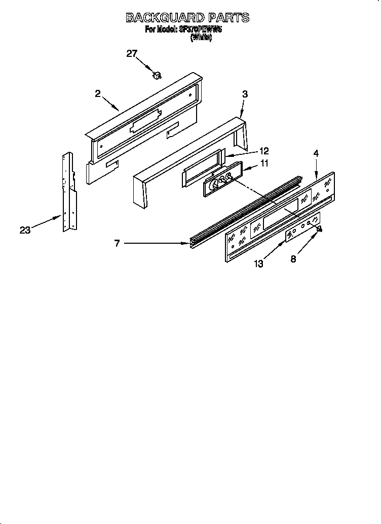 Whirlpool SF370PEWW5 backguard diagram