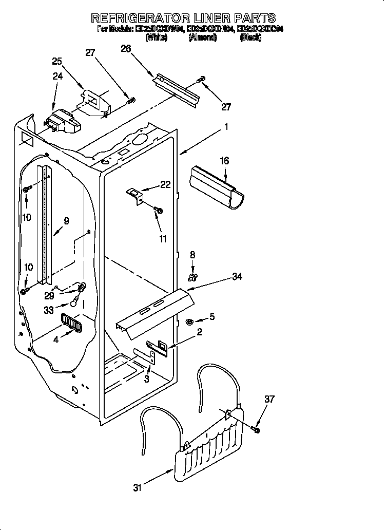Whirlpool ED25DQXDN04 refrigerator liner diagram