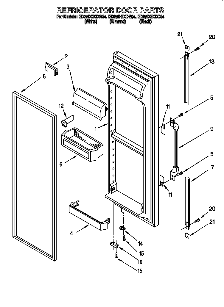 Whirlpool ED25DQXDN04 refrigerator door diagram