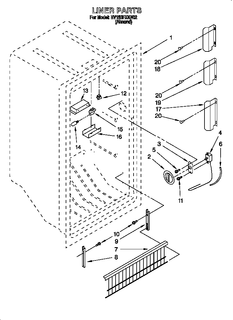 Whirlpool EV150FXEN02 liner diagram