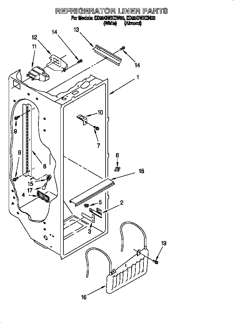 Whirlpool ED25GWXEN00 refrigerator liner diagram