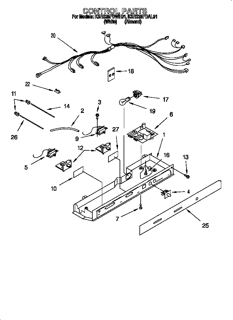KitchenAid KSRS25FDWH01 control diagram