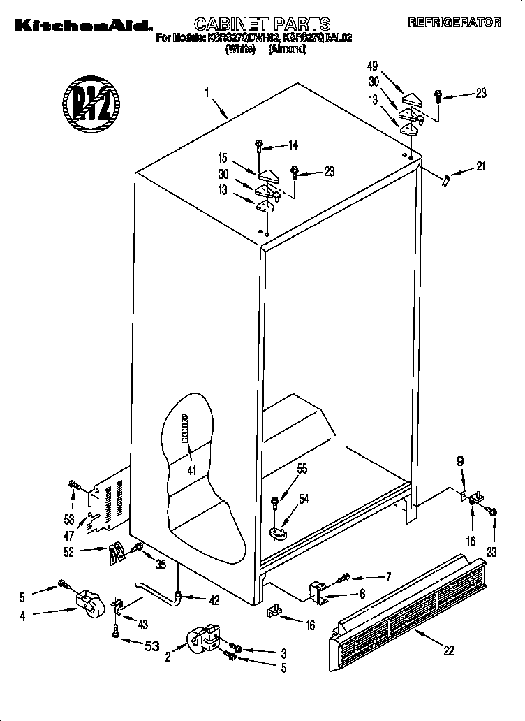 KitchenAid KSRS27QDAL02 cabinet diagram