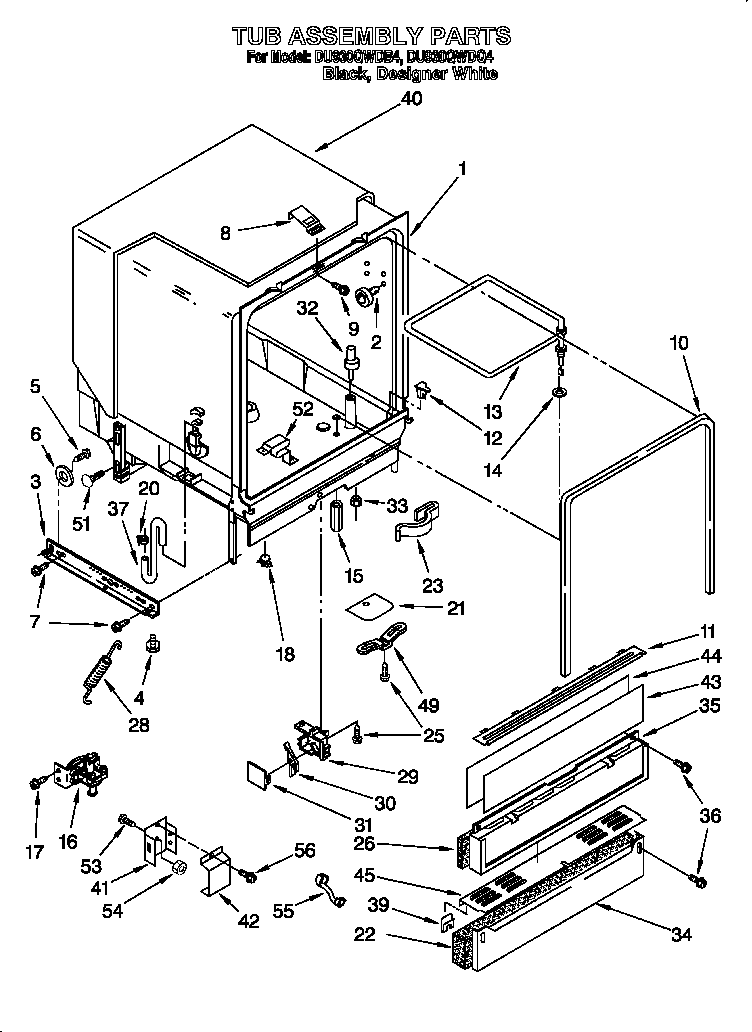 Whirlpool DU930QWDQ4 tub assembly diagram