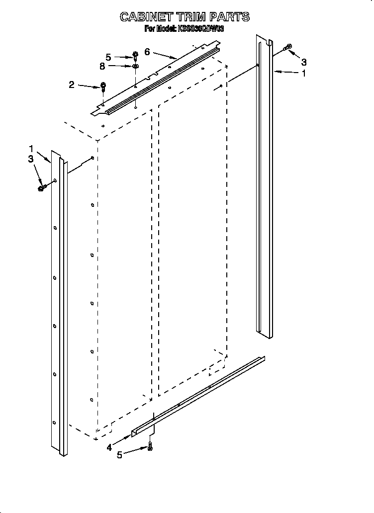 KitchenAid KSSS36QDW03 cabinet trim diagram