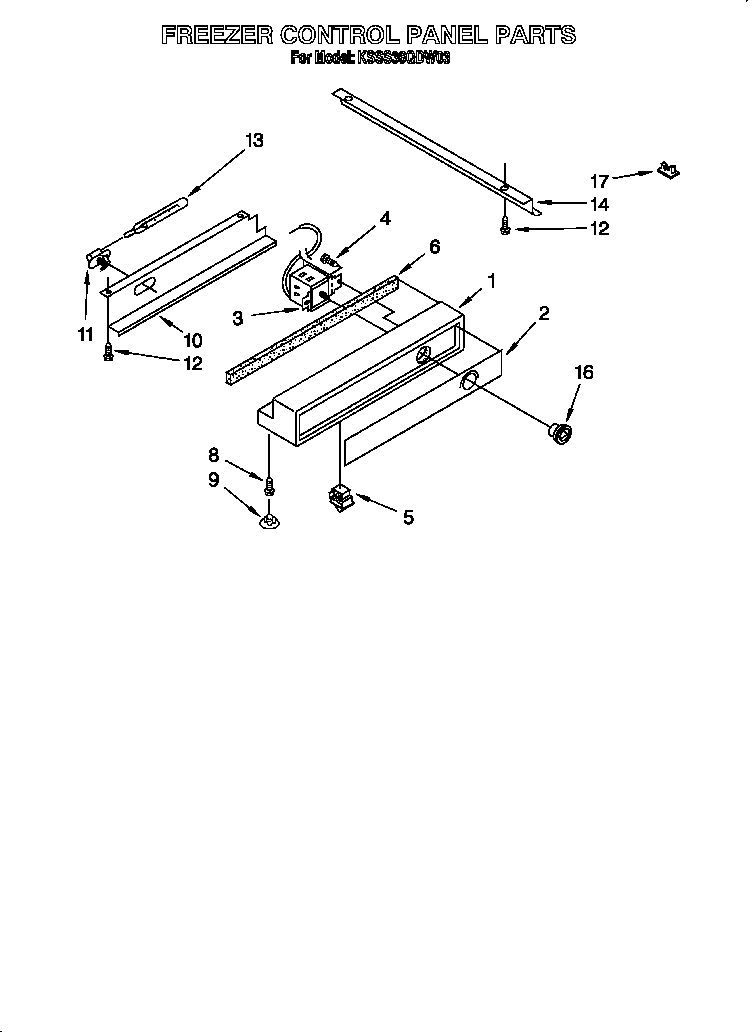 KitchenAid KSSS36QDW03 freezer control panel diagram