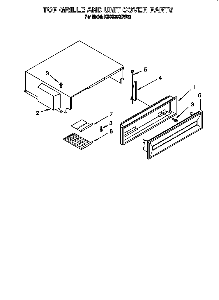 KitchenAid KSSS36QDW03 top grille and unit cover diagram