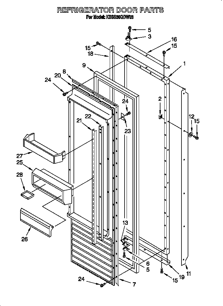 KitchenAid KSSS36QDW03 refrigerator door diagram