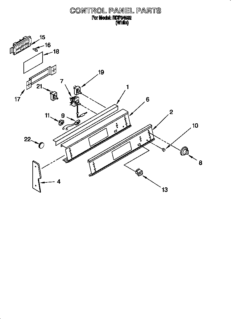 Roper RDP34502 control panel diagram