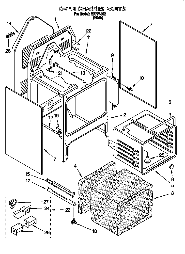 Roper RDP34502 oven chassis diagram