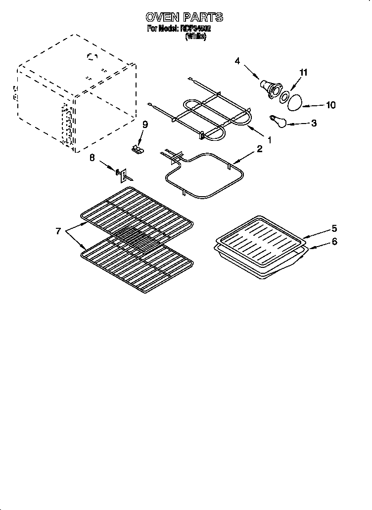 Roper RDP34502 oven diagram