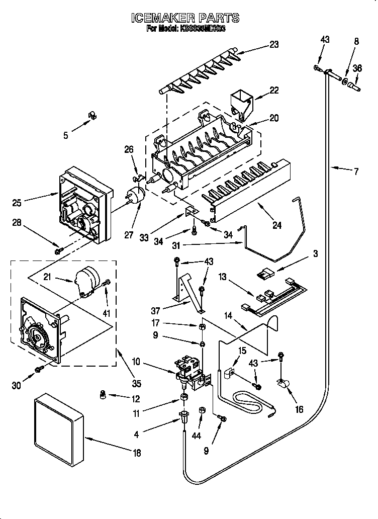 KitchenAid KSSS36MDX03 icemaker diagram
